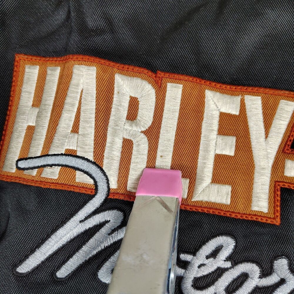 FLAWS Harley Davidson Womens XS Motorcycle Jacket Black Orange Zip - Picture 3 of 16
